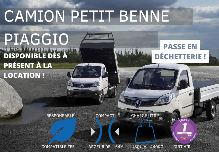 Location camion petite benne Piaggio Porter